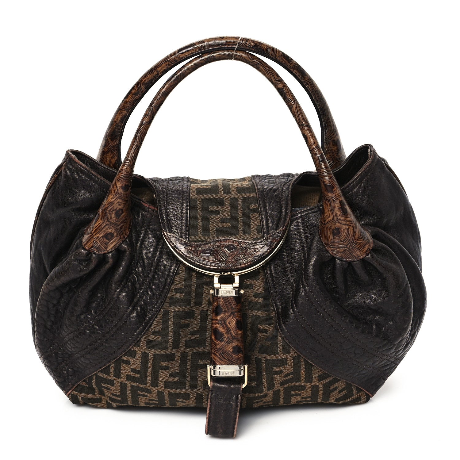 Fendi Zucca Nappa Nuvolata Vitello Tortuga Spy Tobacco Moro 1 of 13