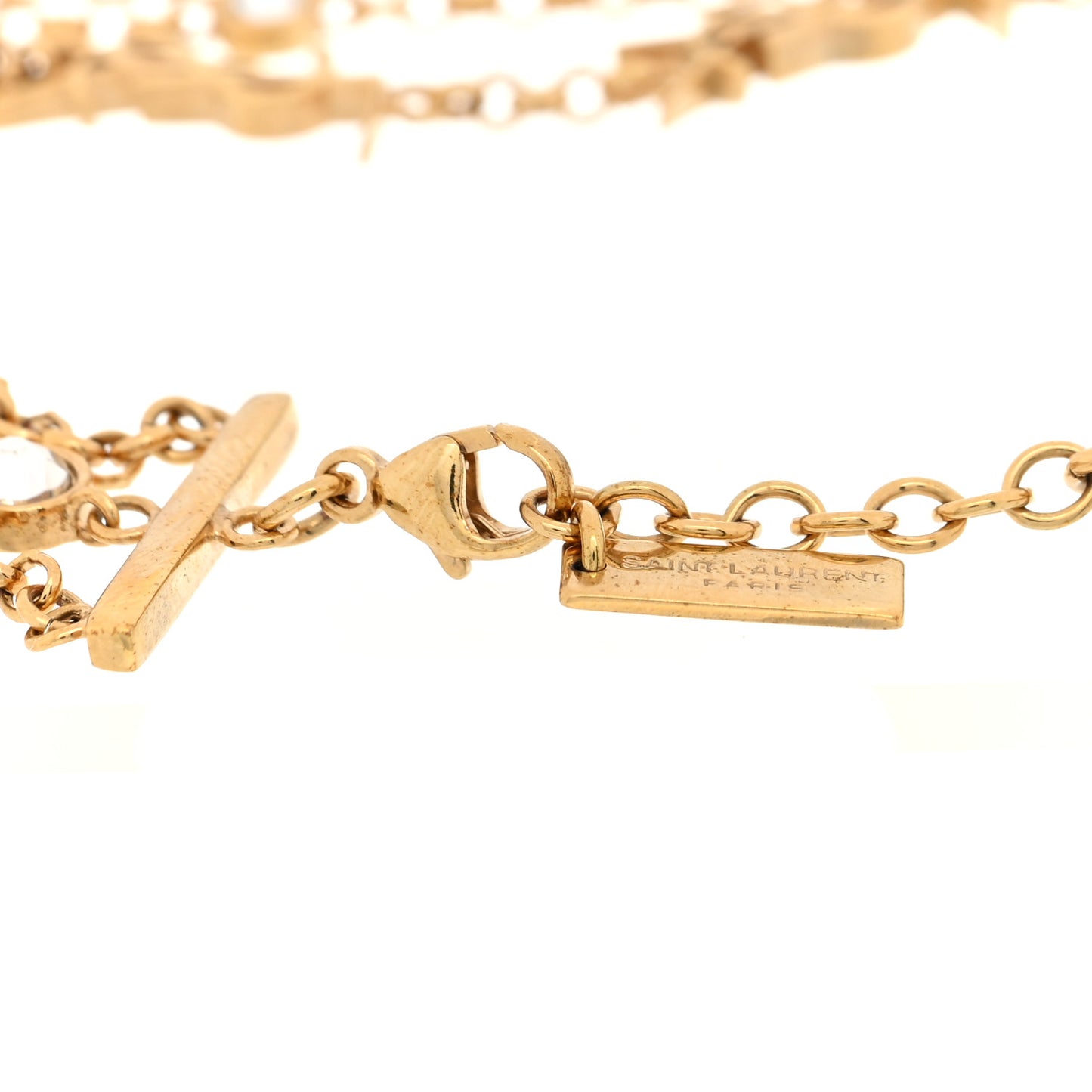 Brass Crystal Monogram Multi Strand Bracelet M Gold
