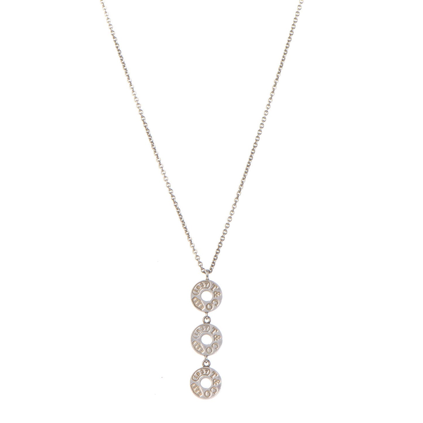 Sterling Silver 1837 Triple Circle Drop Pendant Necklace