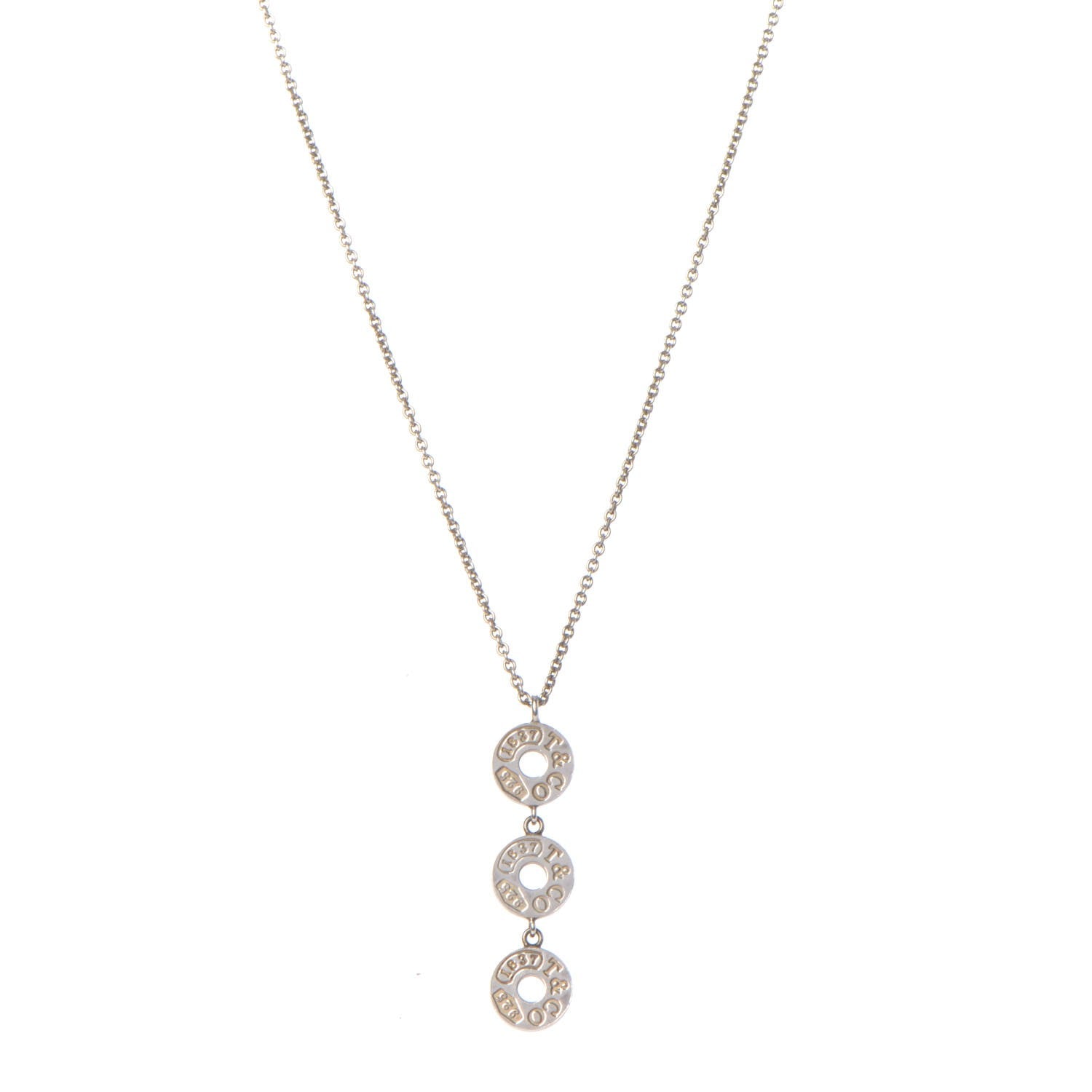 Tiffany Sterling Silver 1837 Triple Circle Drop Pendant Necklace 1 of 7