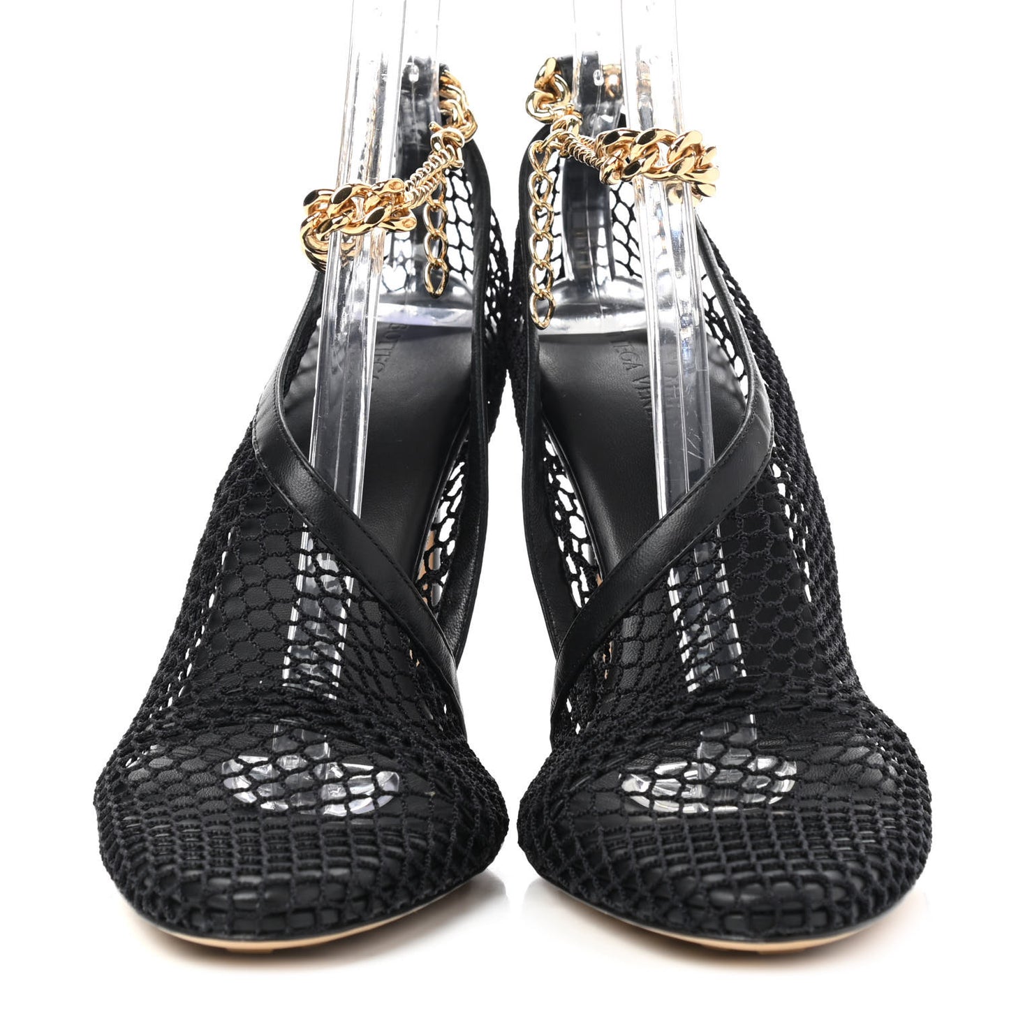 Mesh Nappa Chunky Chain Sandals 40.5 Black