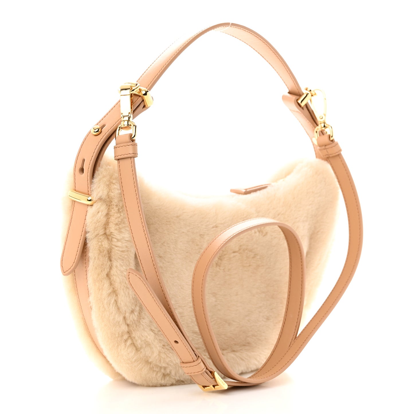 Shearling Arque Shoulder Bag Ecru Noisette