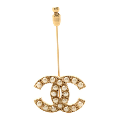 Chanel Pearl CC Brooch Pin Gold 1 of 4