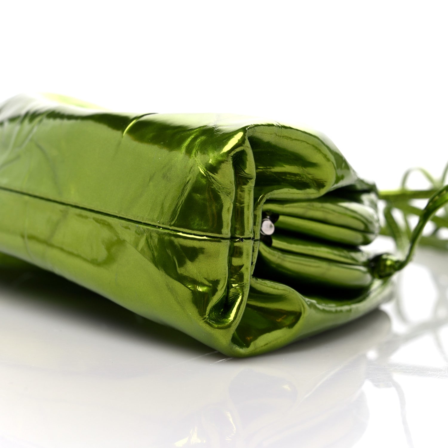Bottega Veneta Metallic Crushed Calfskin The Mini Pouch Chlorophyll 9 of 9
