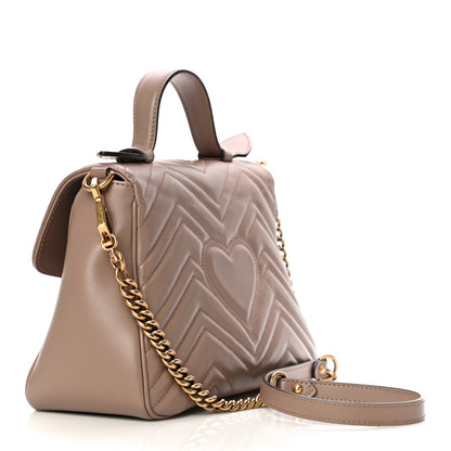 Gucci Calfskin Matelasse Small GG Marmont Top Handle Shoulder Bag Porcelain Rose 3 of 12