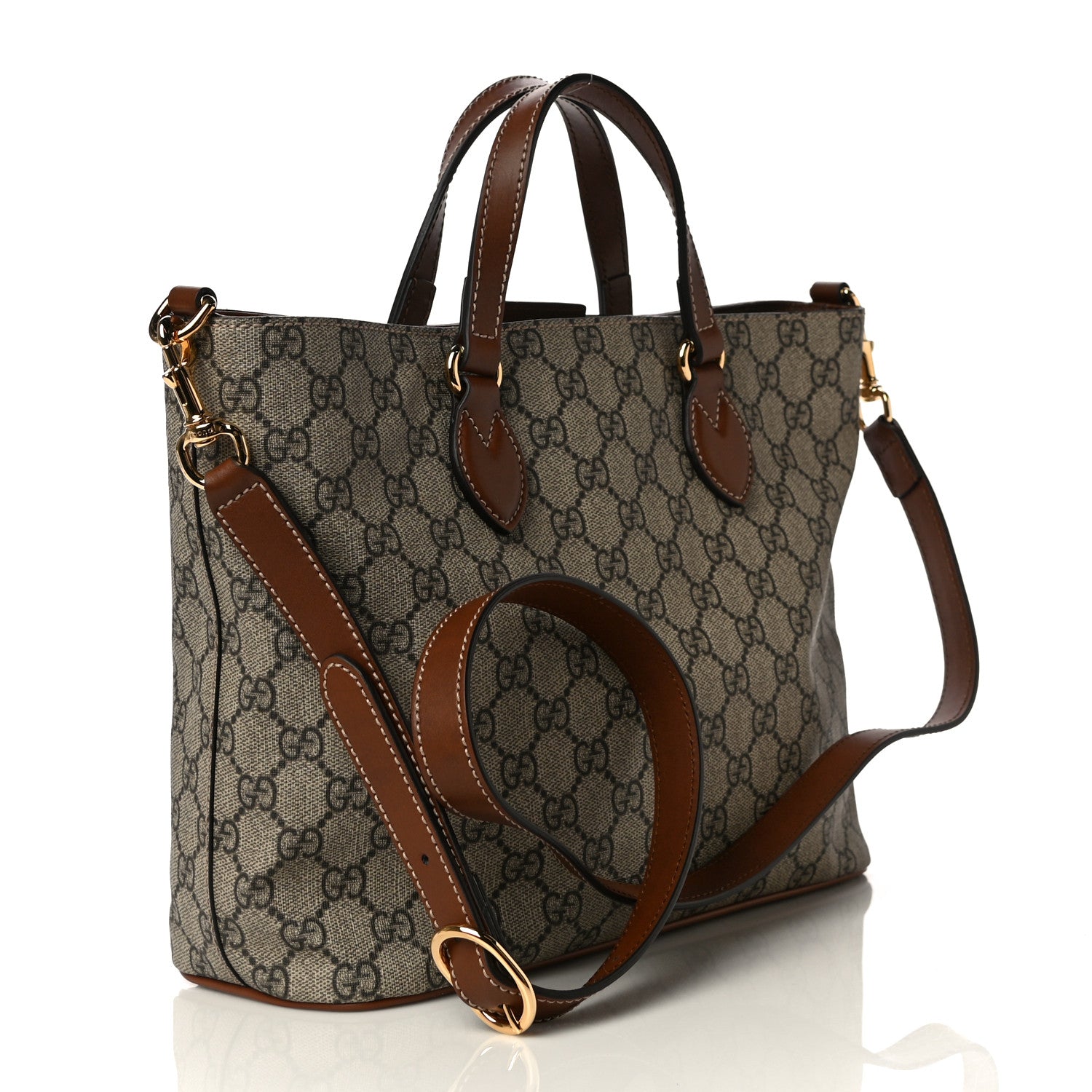 Gucci Soft GG Supreme Monogram Small Crossbody Tote Beige Cuir 3 of 10