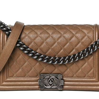 Chanel Metallic Calfskin Quilted Medium Boy Flap Dark Gold 8 of 18
