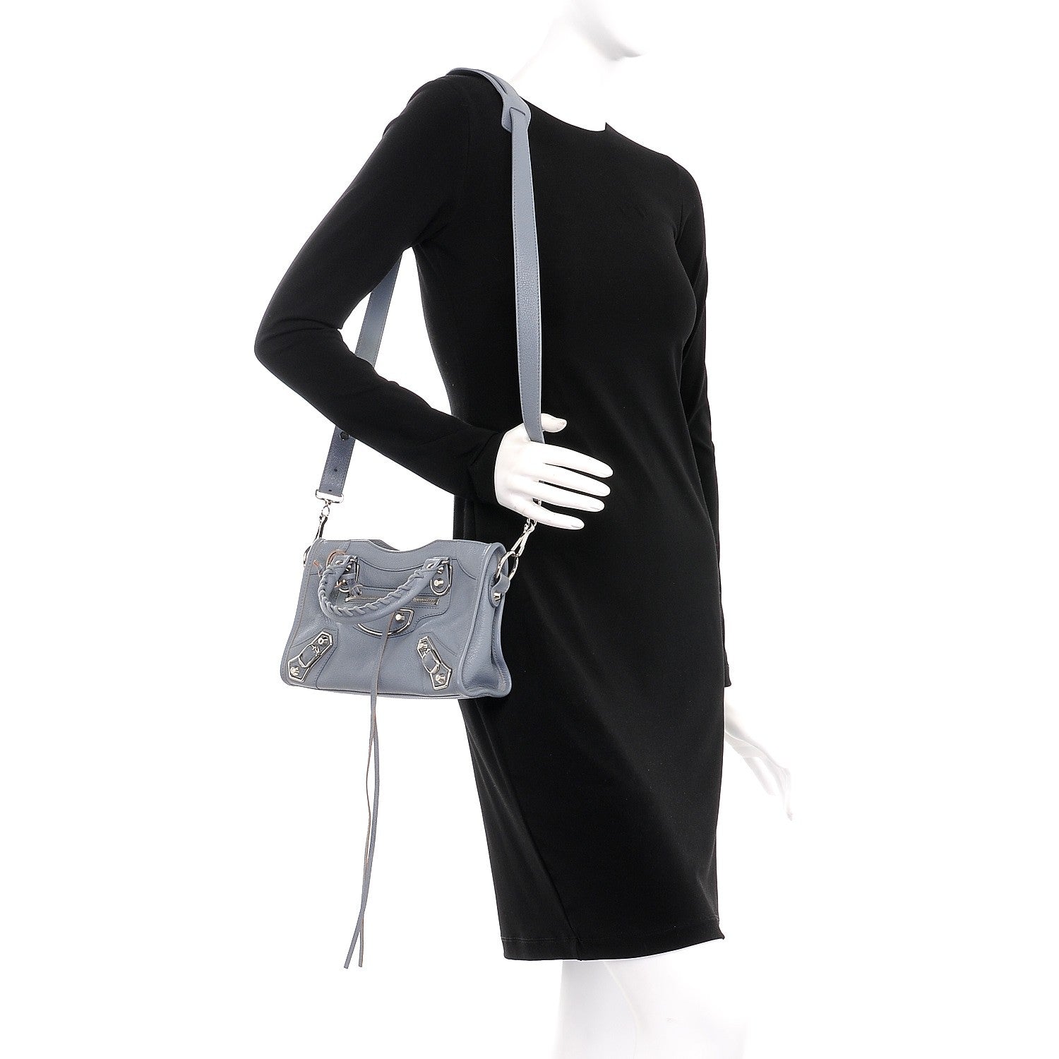 Balenciaga Chevre Silver Metallic Edge Hardware Mini City Bleu Acier 2 of 9