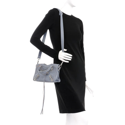 Balenciaga Chevre Silver Metallic Edge Hardware Mini City Bleu Acier 2 of 9