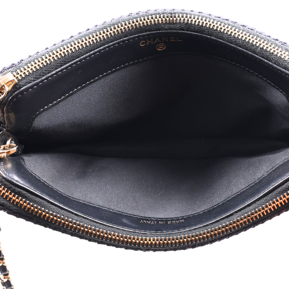 Chanel Lurex Straw Small Deauville Clutch With Chain Black 5 of 11