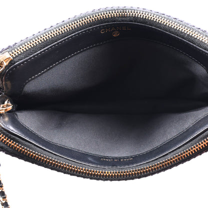 Chanel Lurex Straw Small Deauville Clutch With Chain Black 5 of 11
