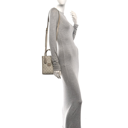 Gucci GG Supreme Monogram Textured Dollar Calfskin Mini Retro Interlocking G Tote Bag Beige Mystic White Oatmeal 2 of 10