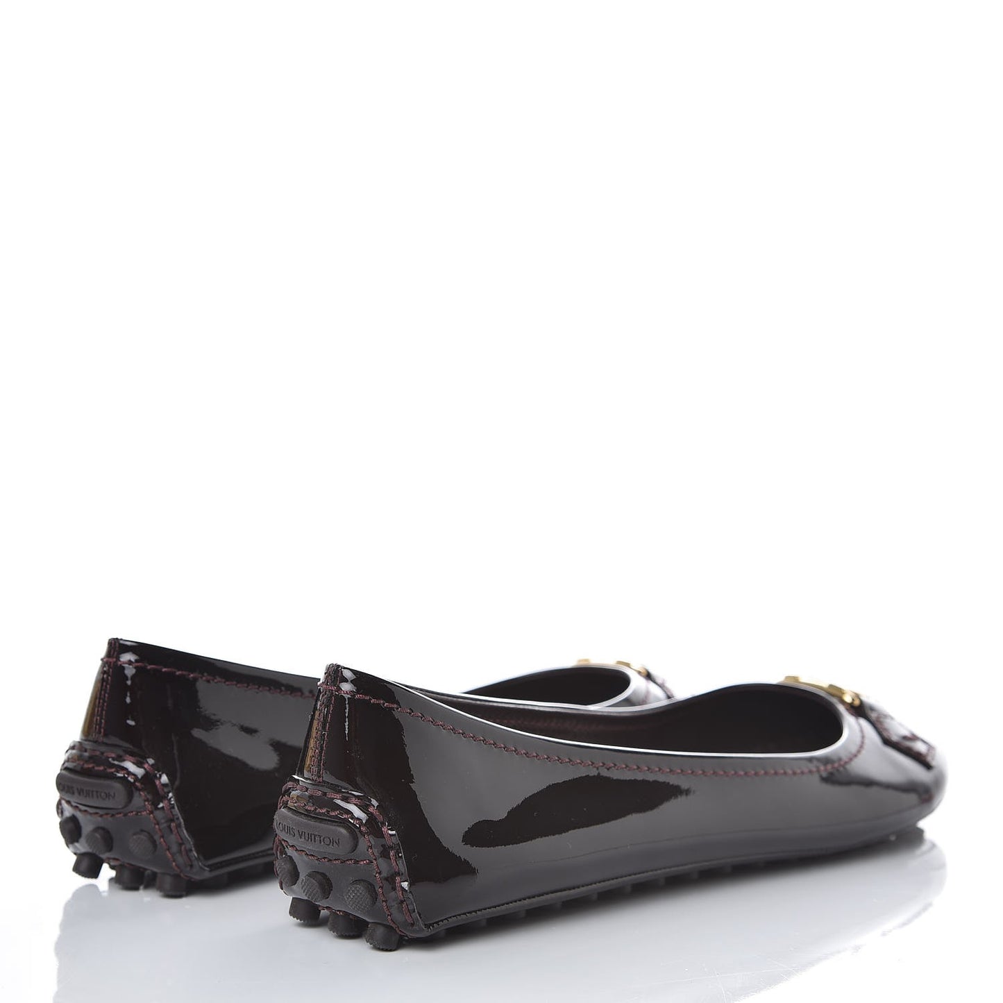 Patent Calfskin Oxford Ballerina Flats 40 Amarante