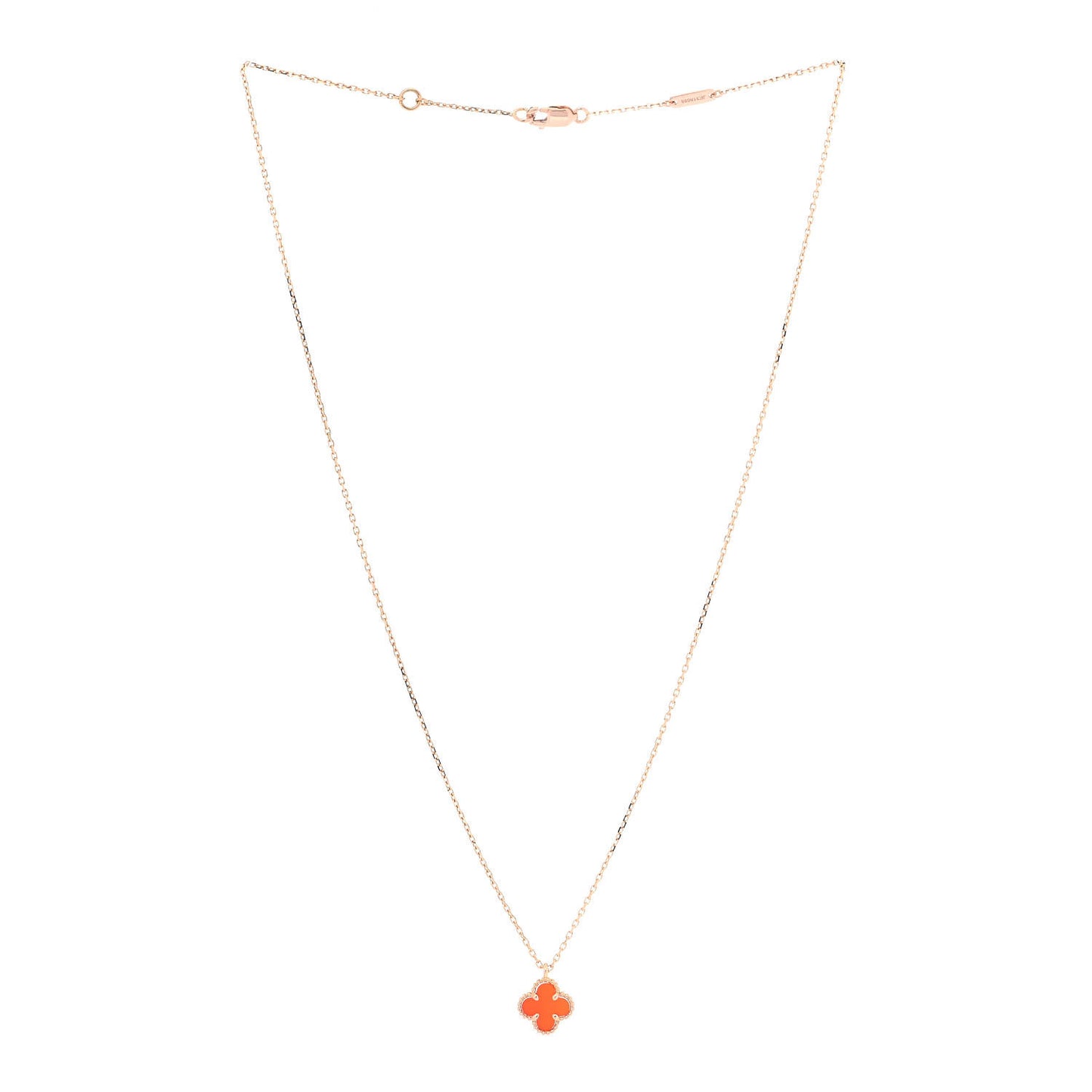 18K Rose Gold Carnelian Sweet Alhambra Pendant Necklace