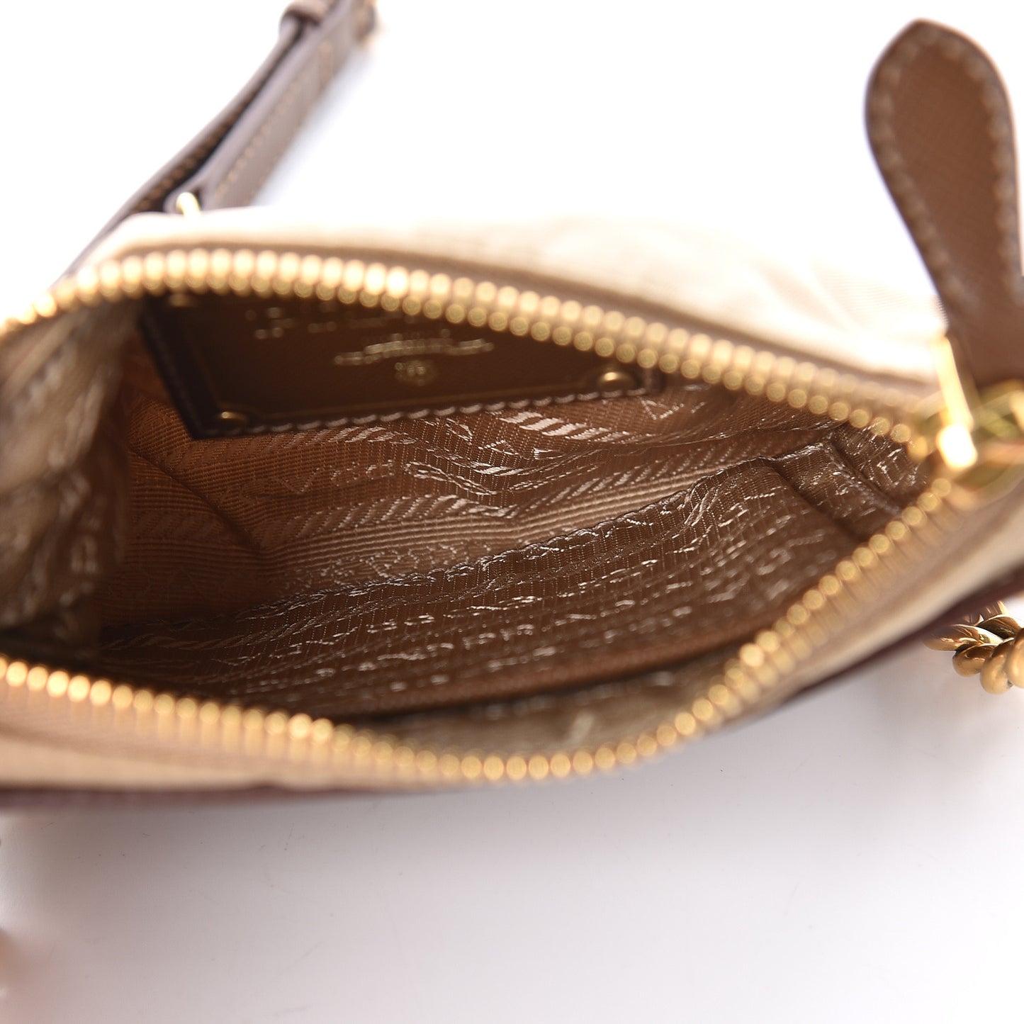 Tessuto Nylon Saffiano Logo Crossbody Bag Beige