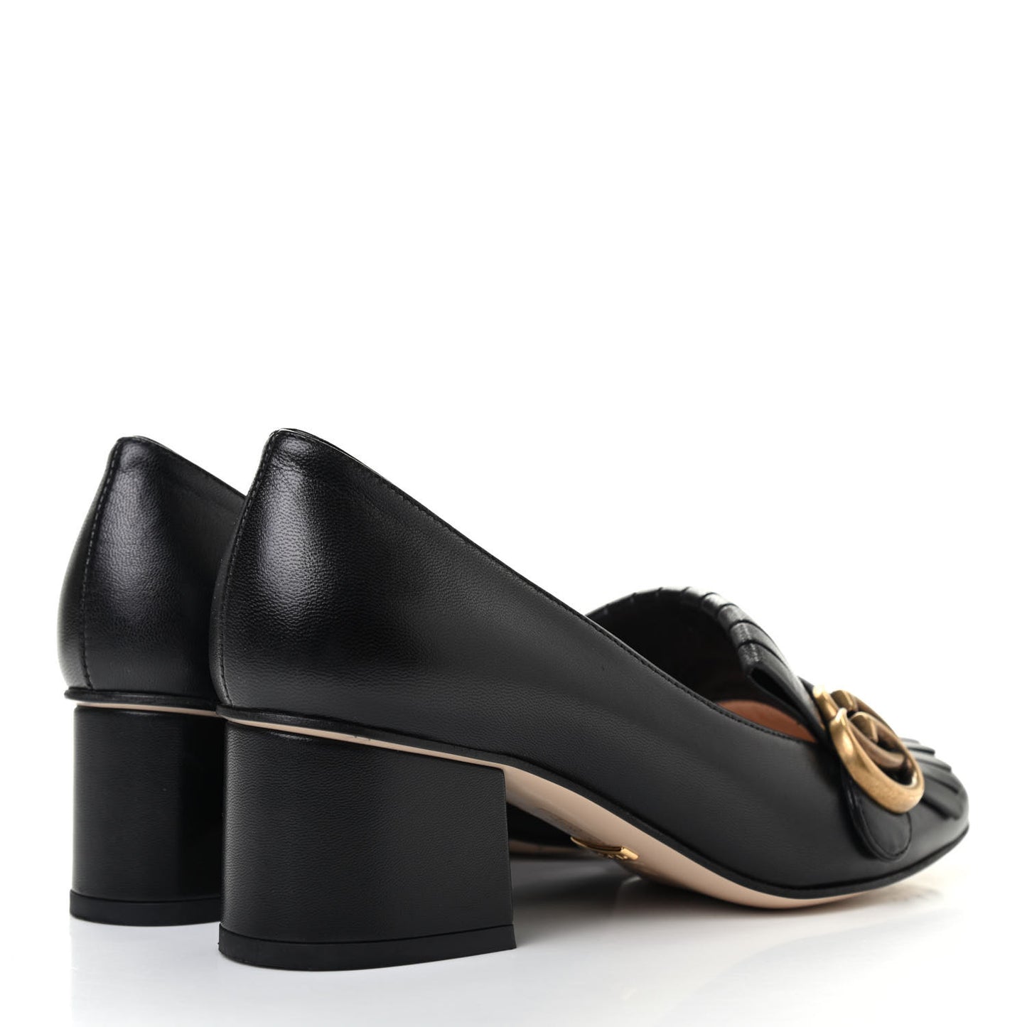 Malaga Kid GG Marmont Fringe 50mm Loafer Pumps 36 Black