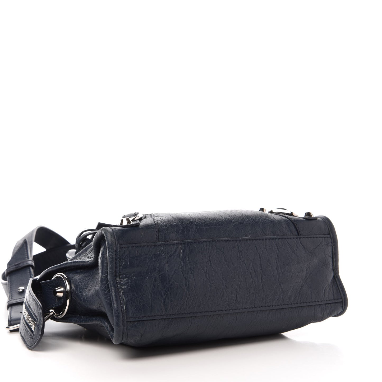 Agneau Classic Silver Hardware Mini City Bleu de Minuit