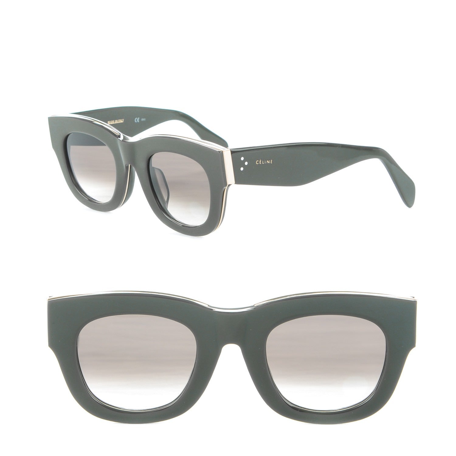 Celine Strat Brow Sunglasses CL 41102/F/S Dark Green 1 of 5