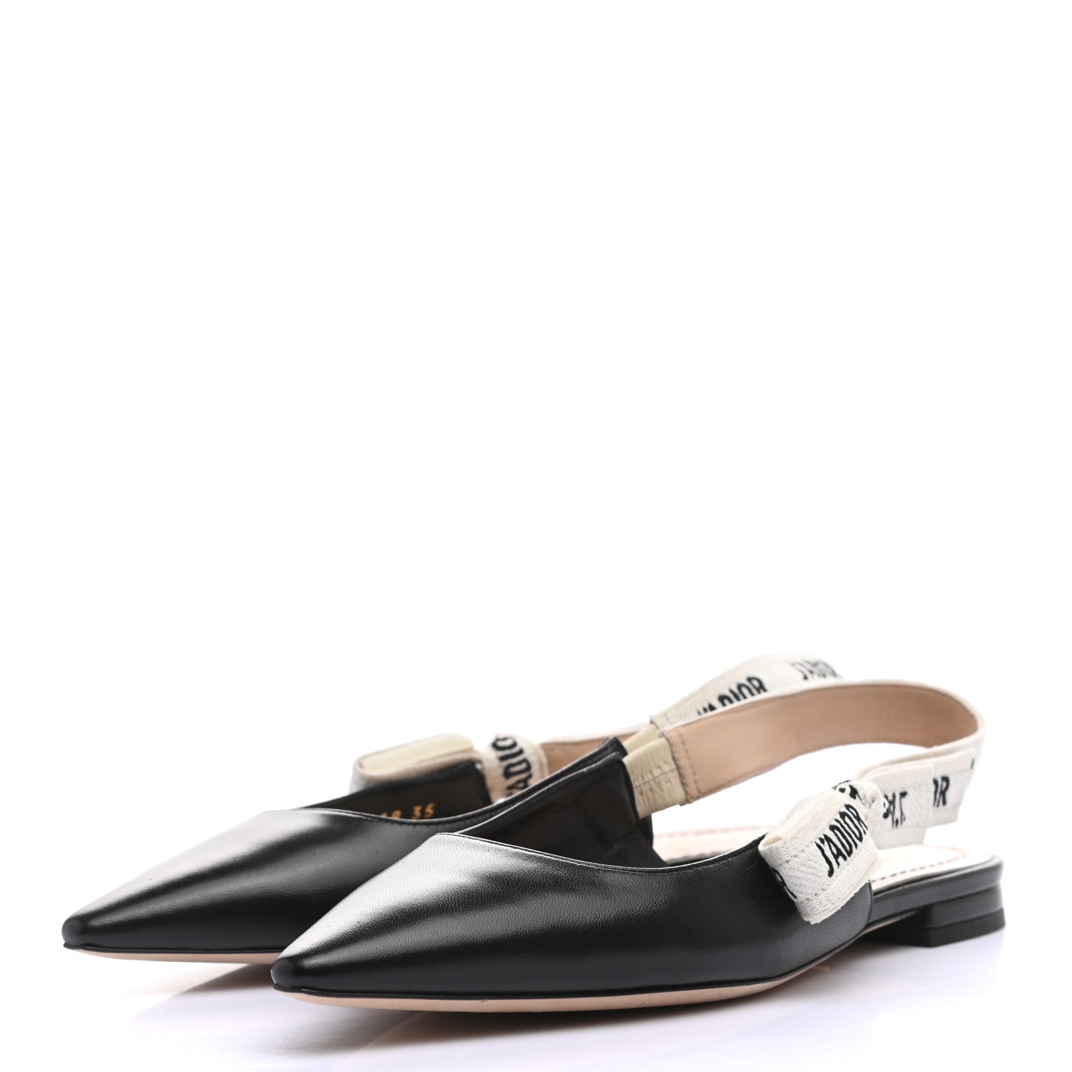 Christian Dior Lambskin Ribbon J'Adior Slingback Ballet Flats 35 Black 2 of 8