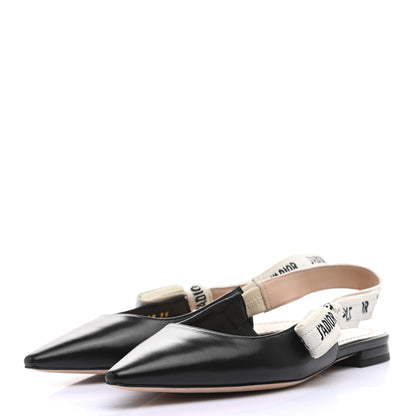 Christian Dior Lambskin Ribbon J'Adior Slingback Ballet Flats 35 Black 2 of 8