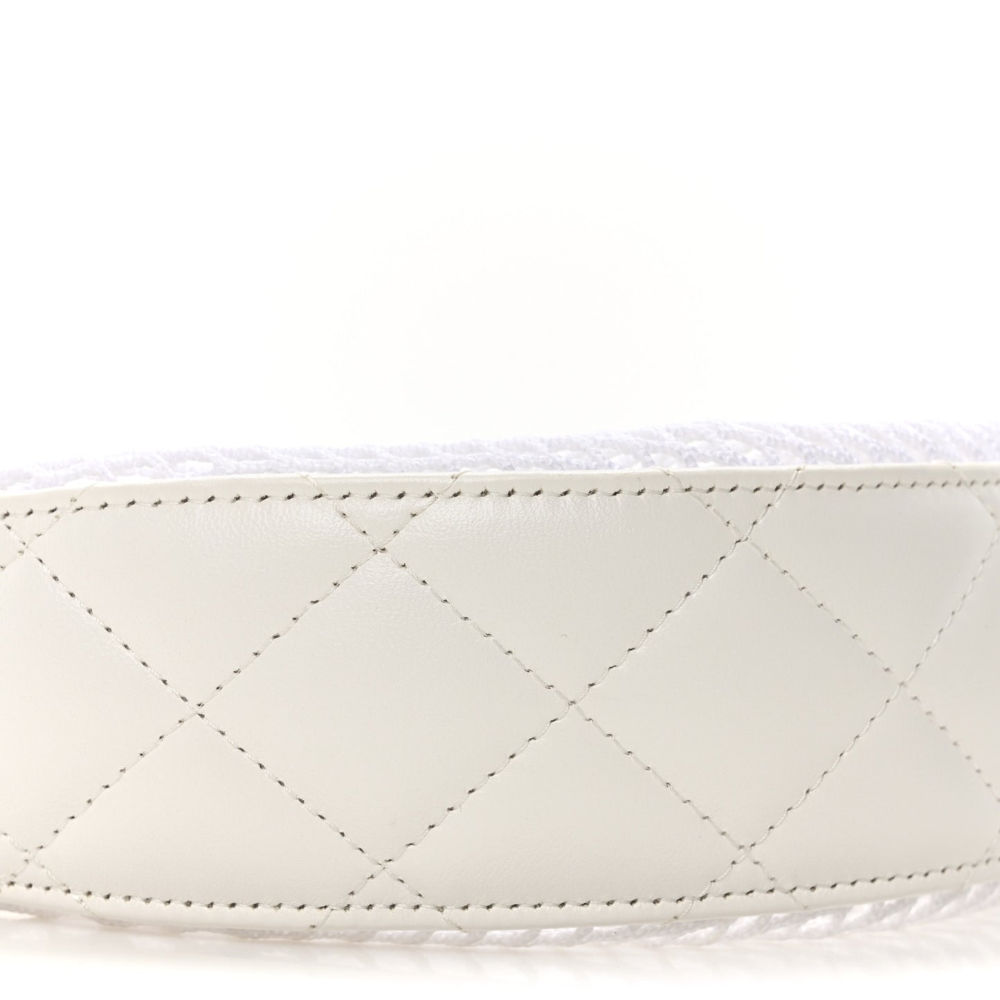 Mesh Shiny Lambskin Chain Hobo White