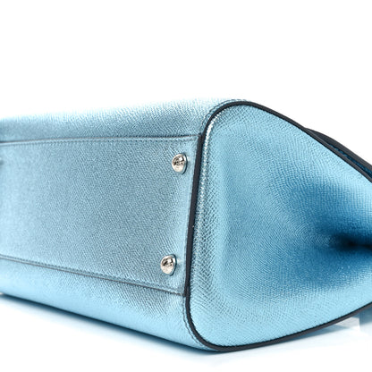 Dolce & Gabbana Metallic Dauphine Medium Miss Sicily Satchel Blue 9 of 9
