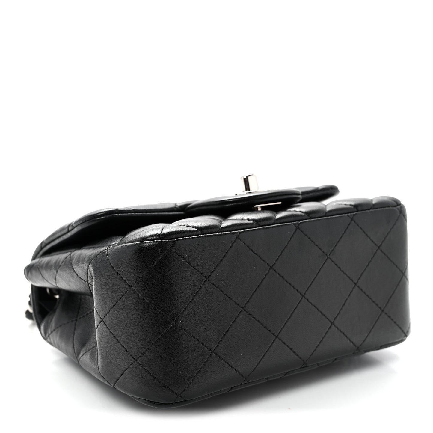 Lambskin Quilted Mini Square Flap Black