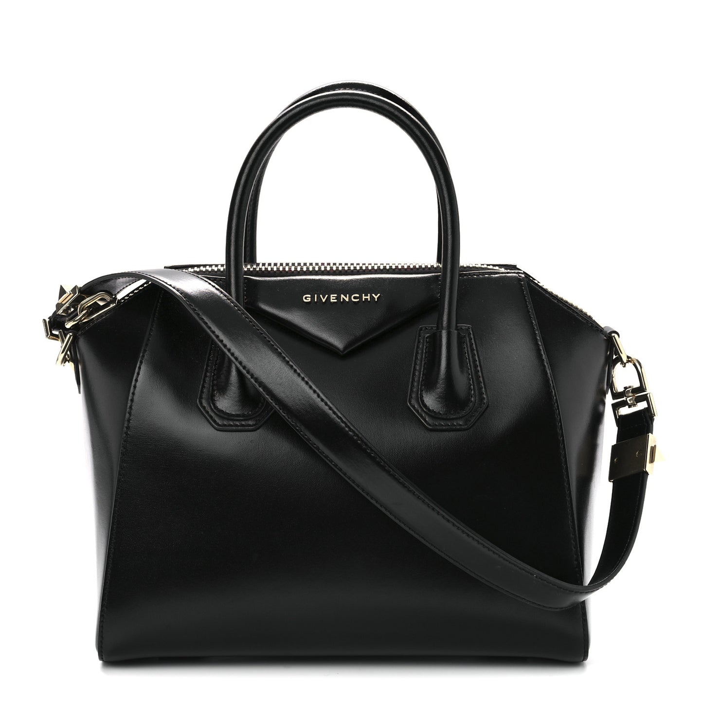Shiny Lord Calfskin Small Antigona Black