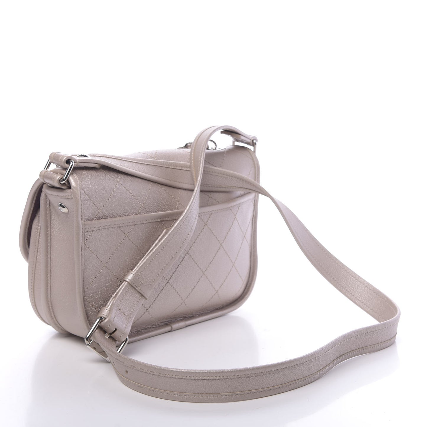 Metallic Calfskin Quilted Jungle Stroll Messenger Bag Gold
