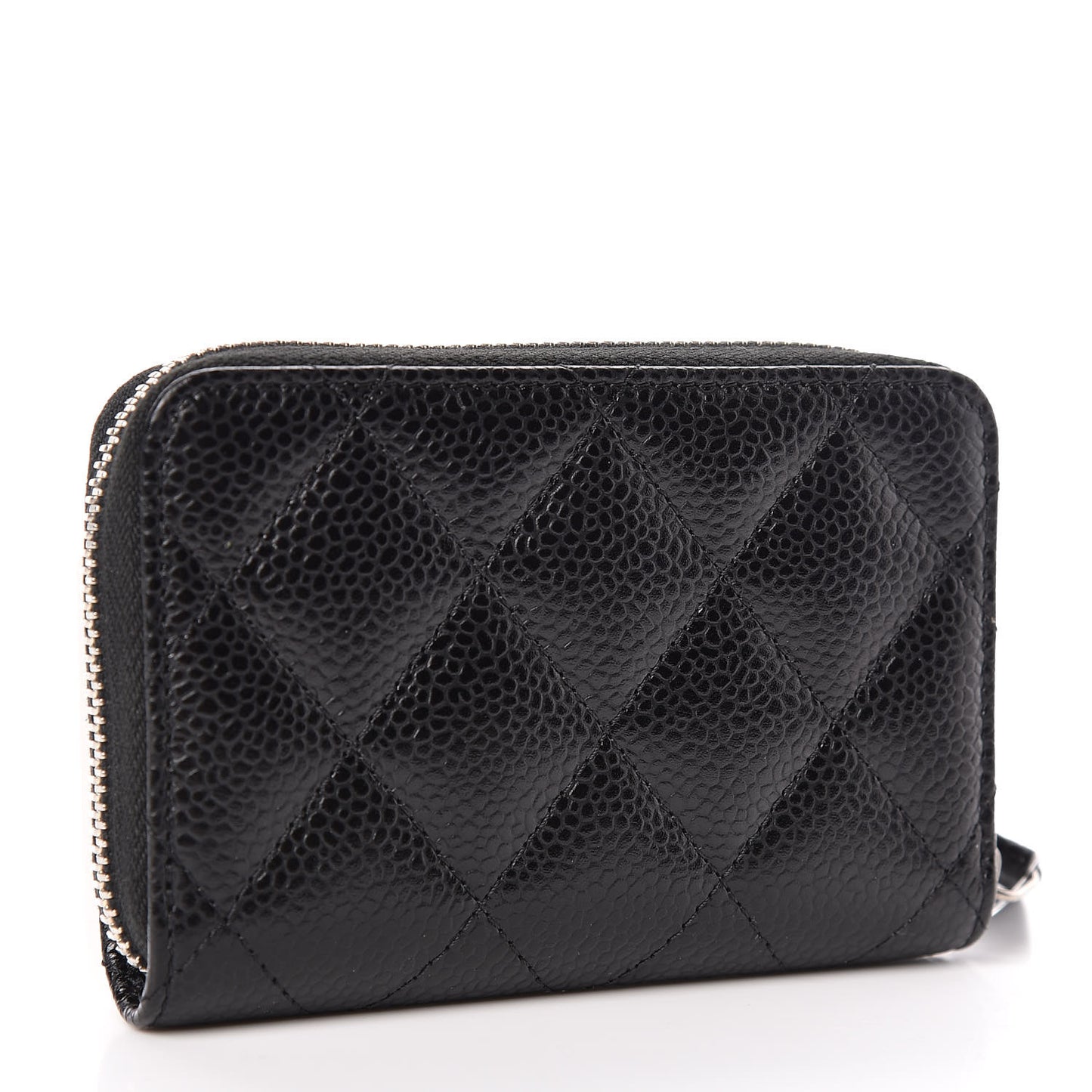 Caviar Quilted Zip Coin Purse Black