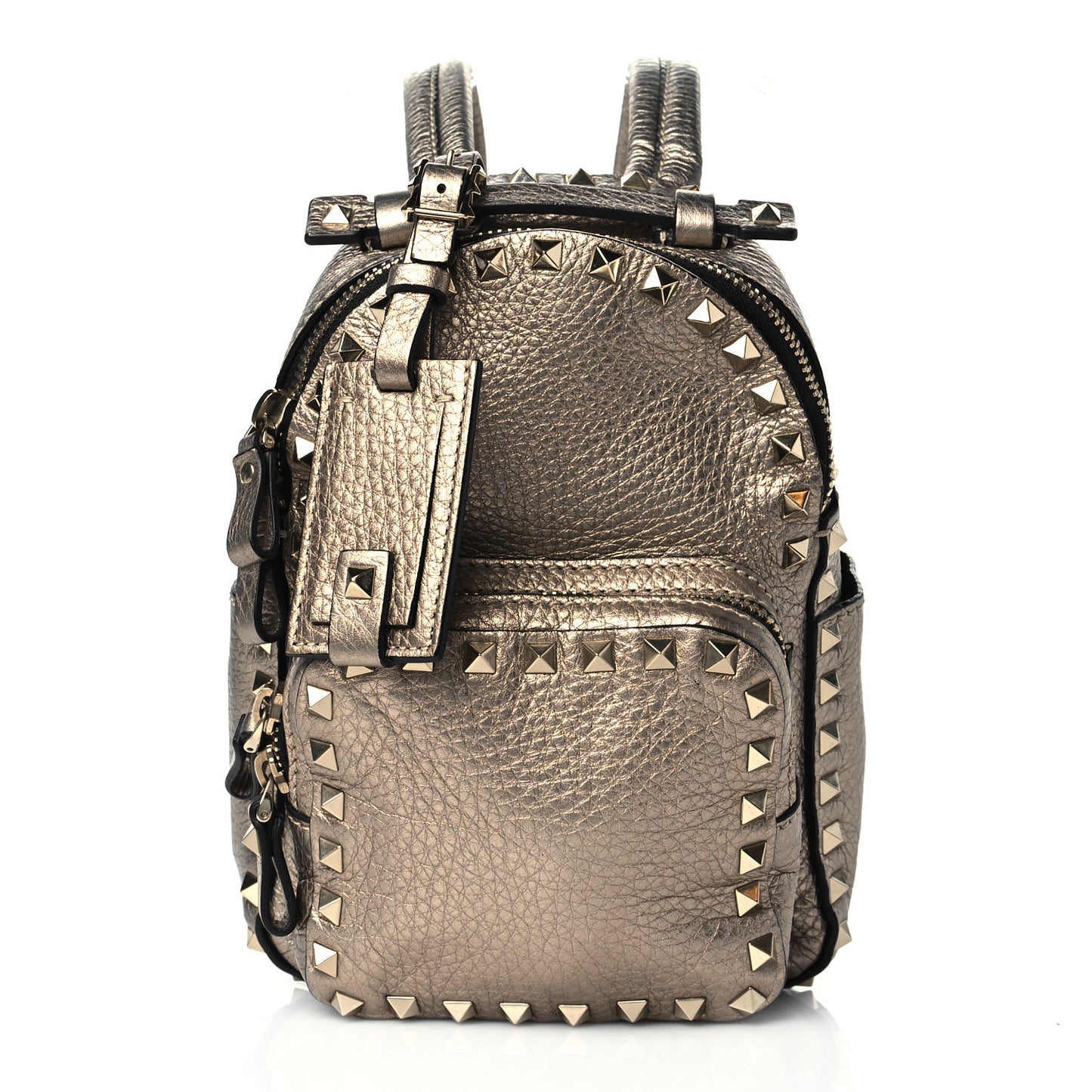 Metallic Pebbled Calfskin Mini Rockstud Backpack Sasso
