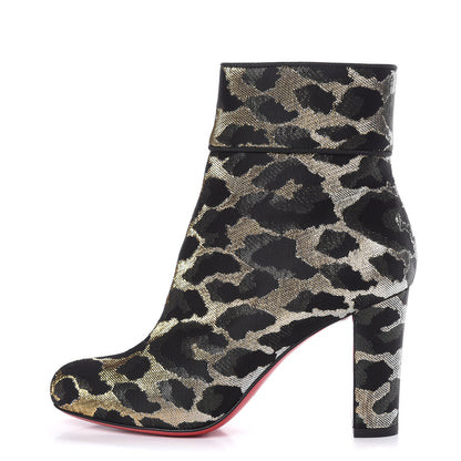 Christian Louboutin Jacquard Feline Moulamax 85 Booties 36 Black Gold 2 of 9