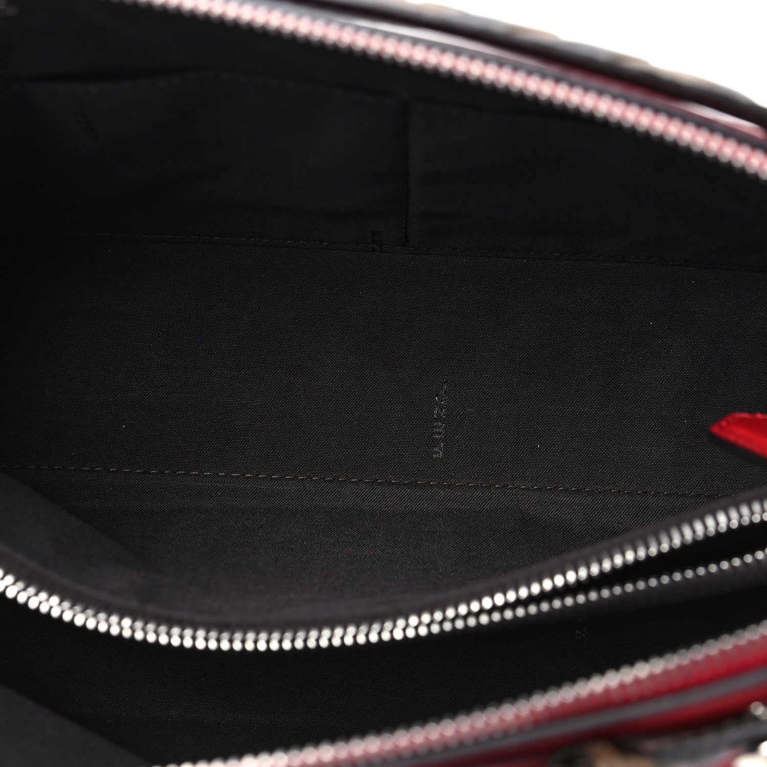 Fendi Vitello Dolce Bi-Color FF 1974 Embossed Medium By The Way Boston Bag Fragola Maya Black 5 of 7