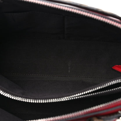 Fendi Vitello Dolce Bi-Color FF 1974 Embossed Medium By The Way Boston Bag Fragola Maya Black 5 of 7