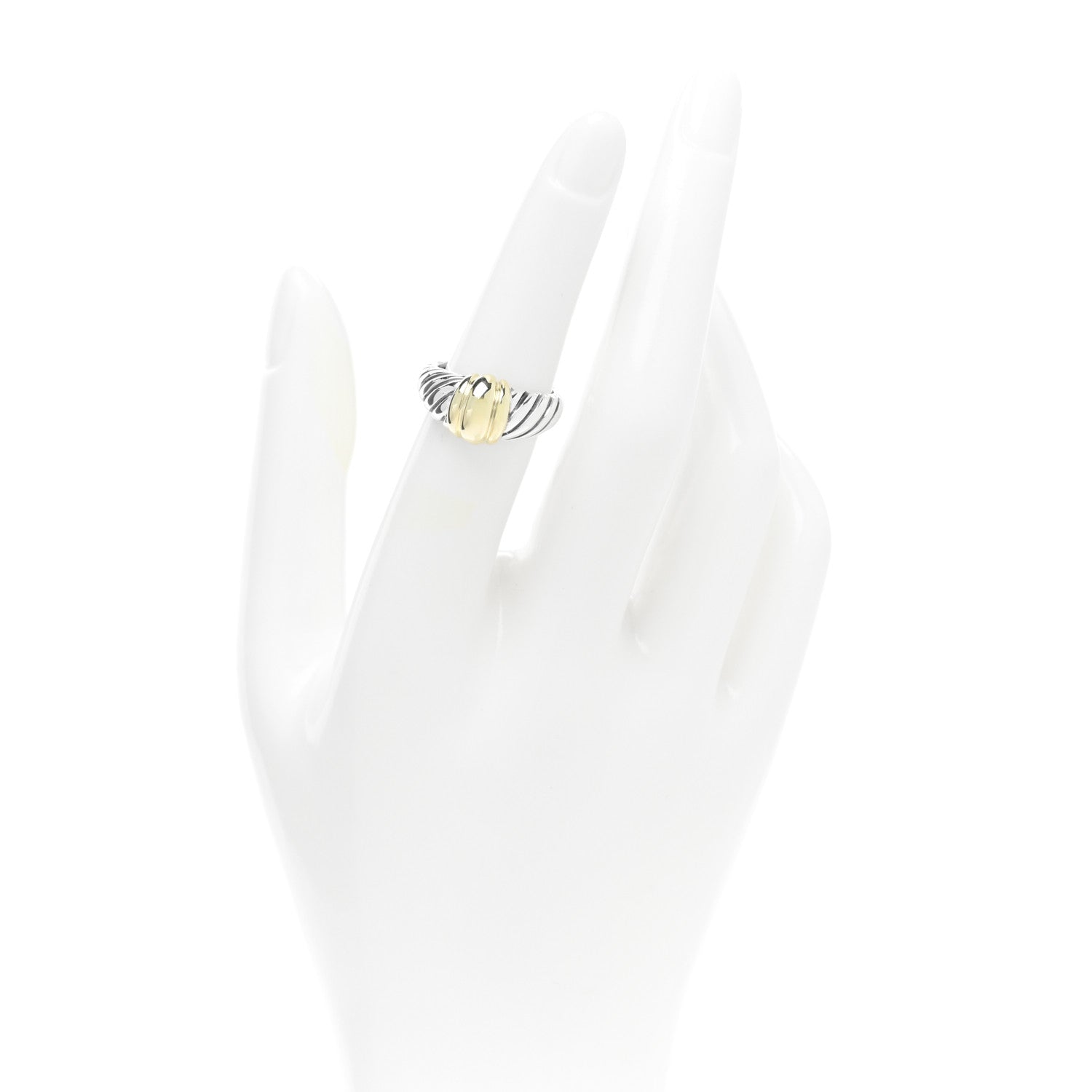 David Yurman Sterling Silver 14K Yellow Gold Thoroughbred Cable Ring 52 6 2 of 4