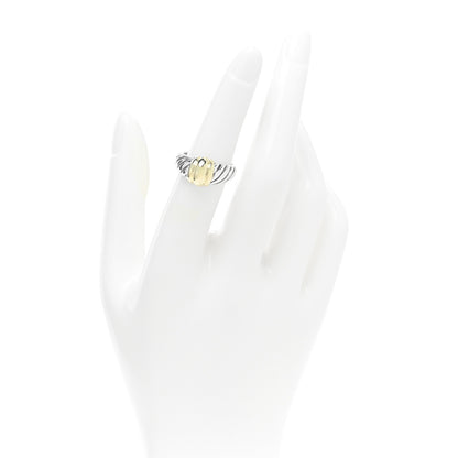 David Yurman Sterling Silver 14K Yellow Gold Thoroughbred Cable Ring 52 6 2 of 4