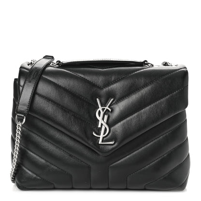 Saint Laurent Calfskin Y Quilted Monogram Small Loulou Chain Satchel Black 1 of 12