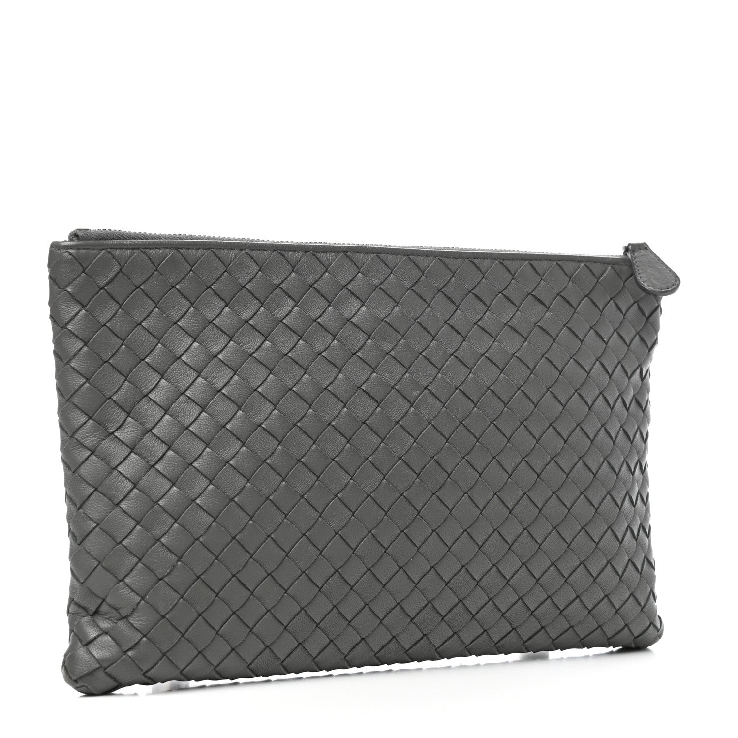 Bottega Veneta Nappa Intrecciato Flat Zip Biletto Pouch Light Grey 3 of 8