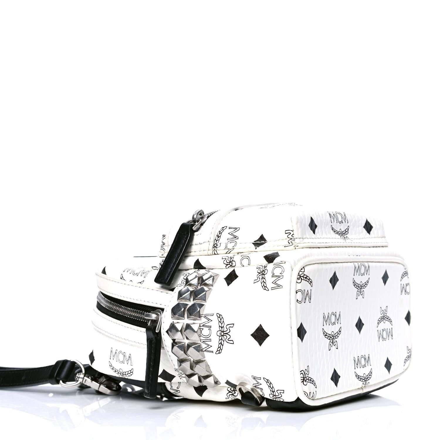 MCM Visetos Studded X-Mini Bebe Boo Backpack White 3 of 4