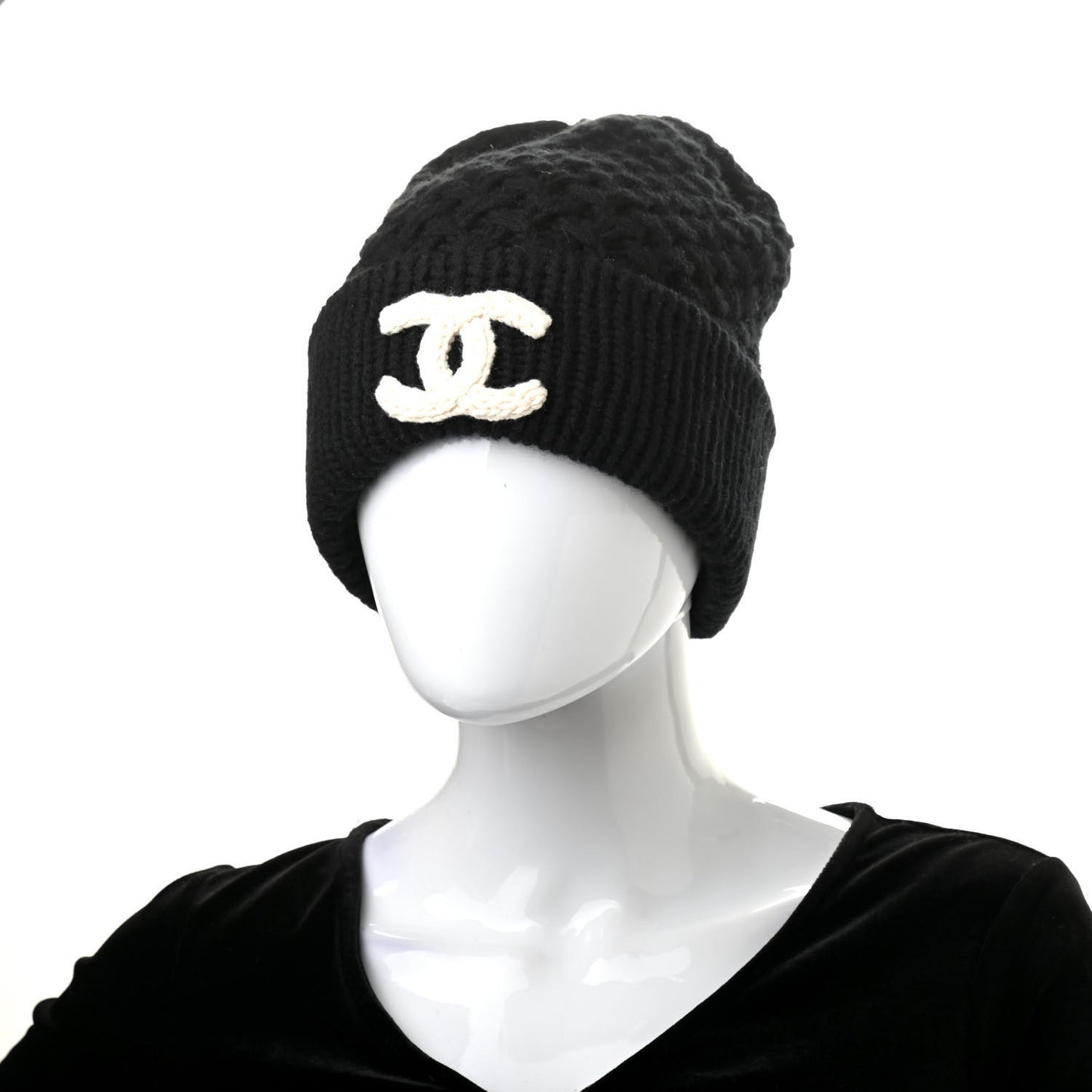 Cashmere CC Beanie Hat Black White
