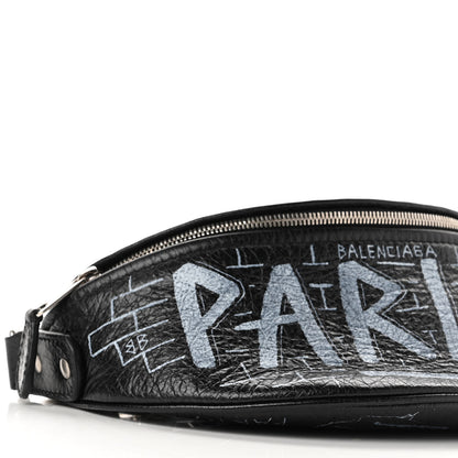 Balenciaga Agneau Arena Graffiti All Over XXS Souvenir Belt Bag Black White 7 of 7