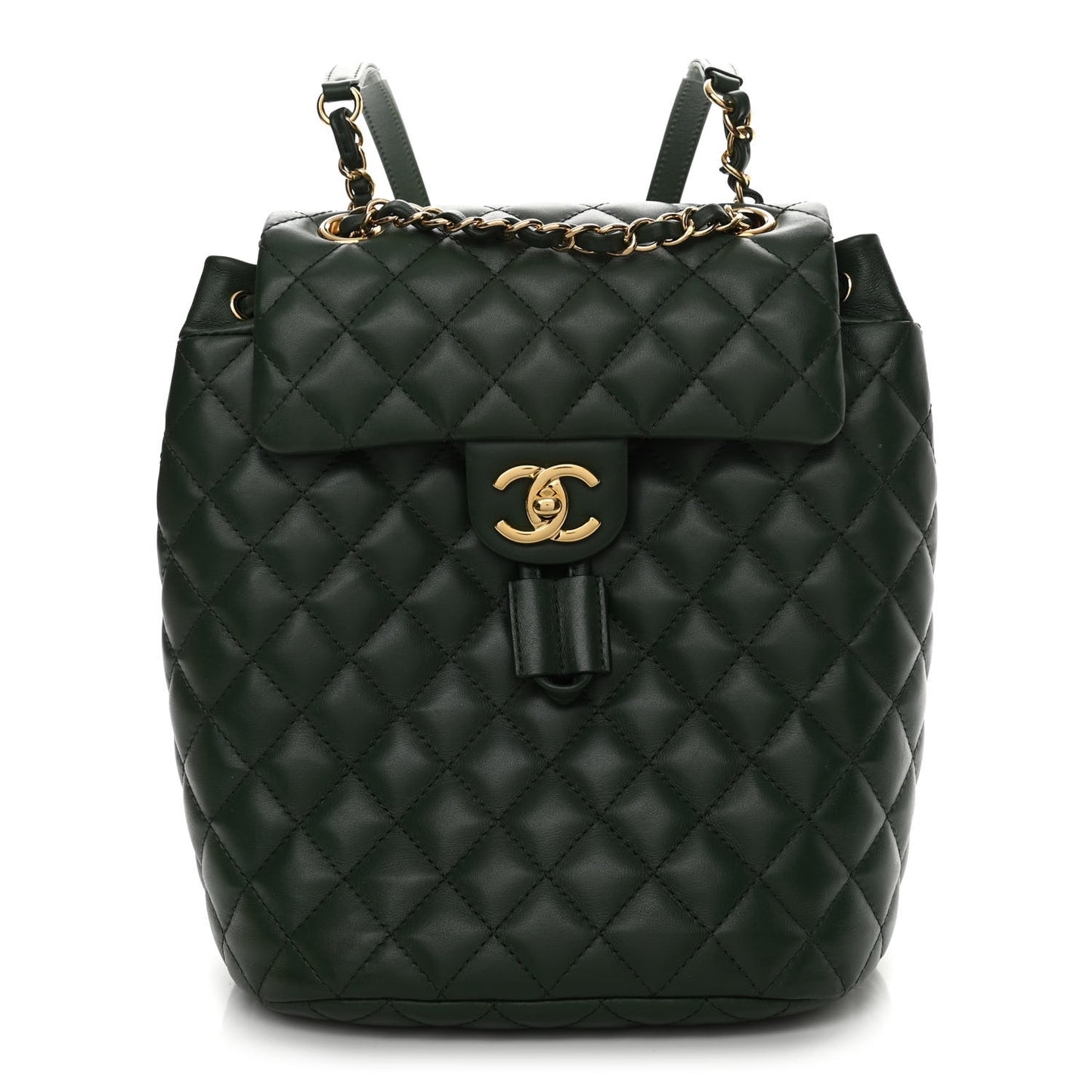Lambskin Quilted Small Urban Spirit Backpack Dark Green