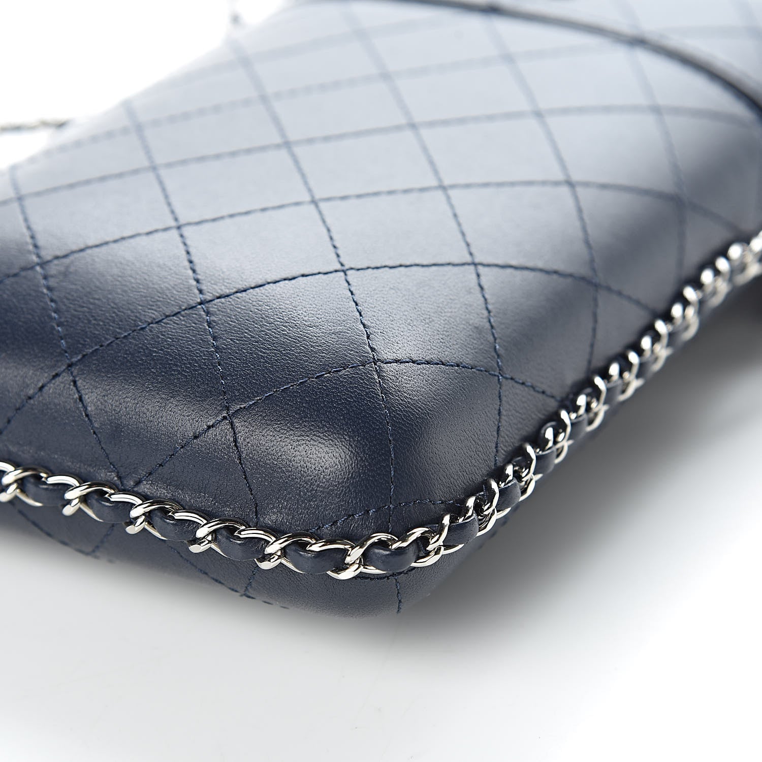 Chanel Lambskin Quilted Chain Around Phone Holder Navy 10 of 12