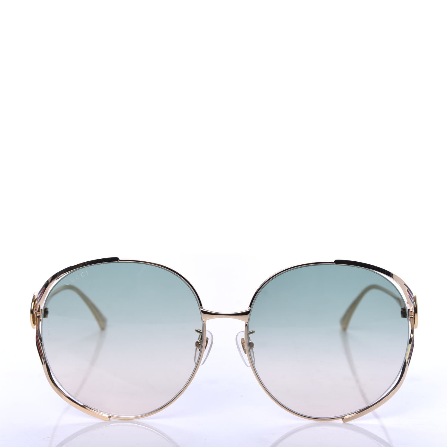 Gucci Metal Oversized Round Frame GG0225S Sunglasses Gold 2 of 7