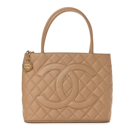 Chanel Caviar Quilted Medallion Tote Beige 1 of 9