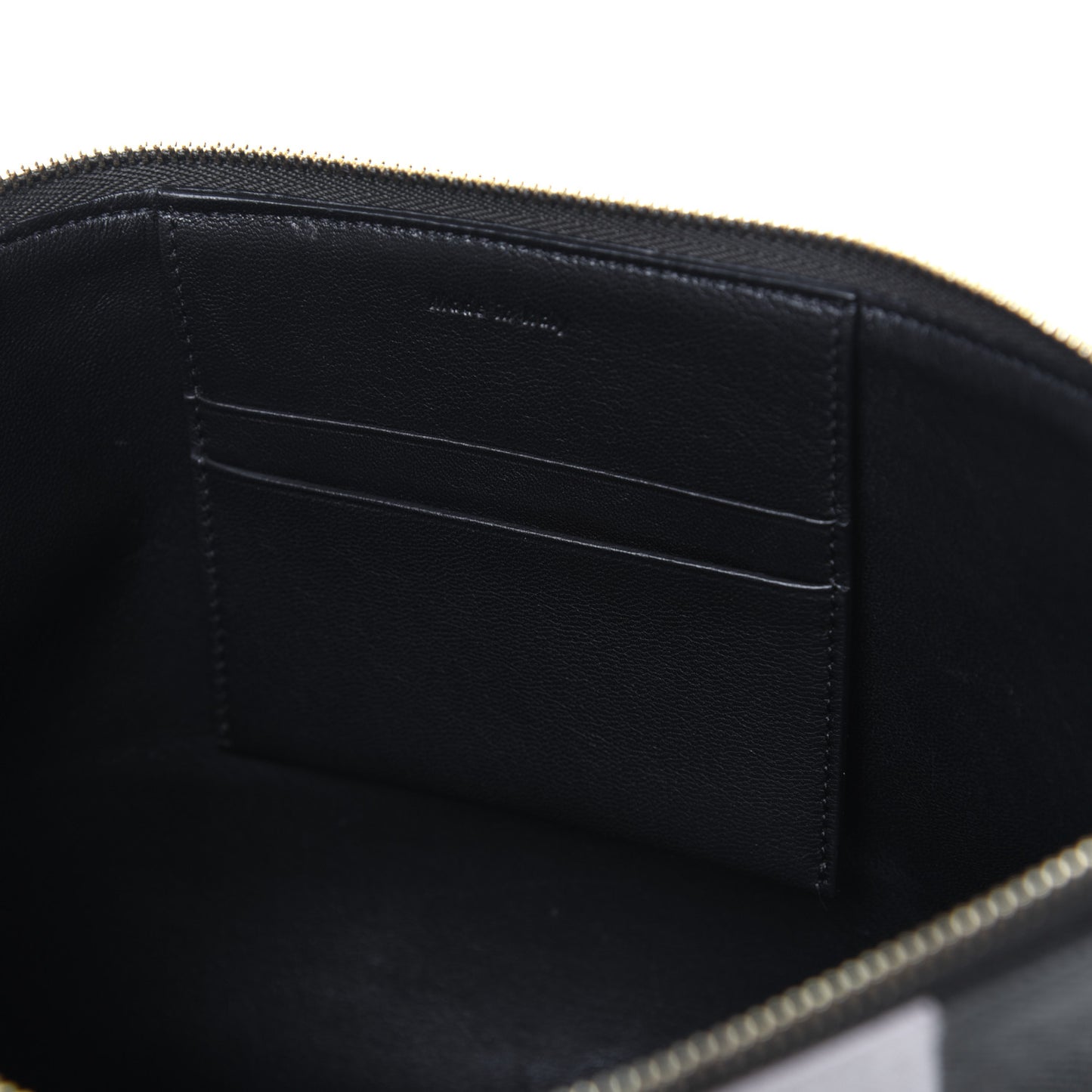 Cotton Canvas Lambskin Striped Solo Clutch Pouch Black