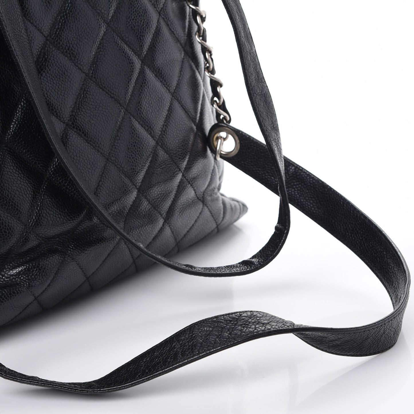 Caviar Quilted Flap Shoulder Bag Black
