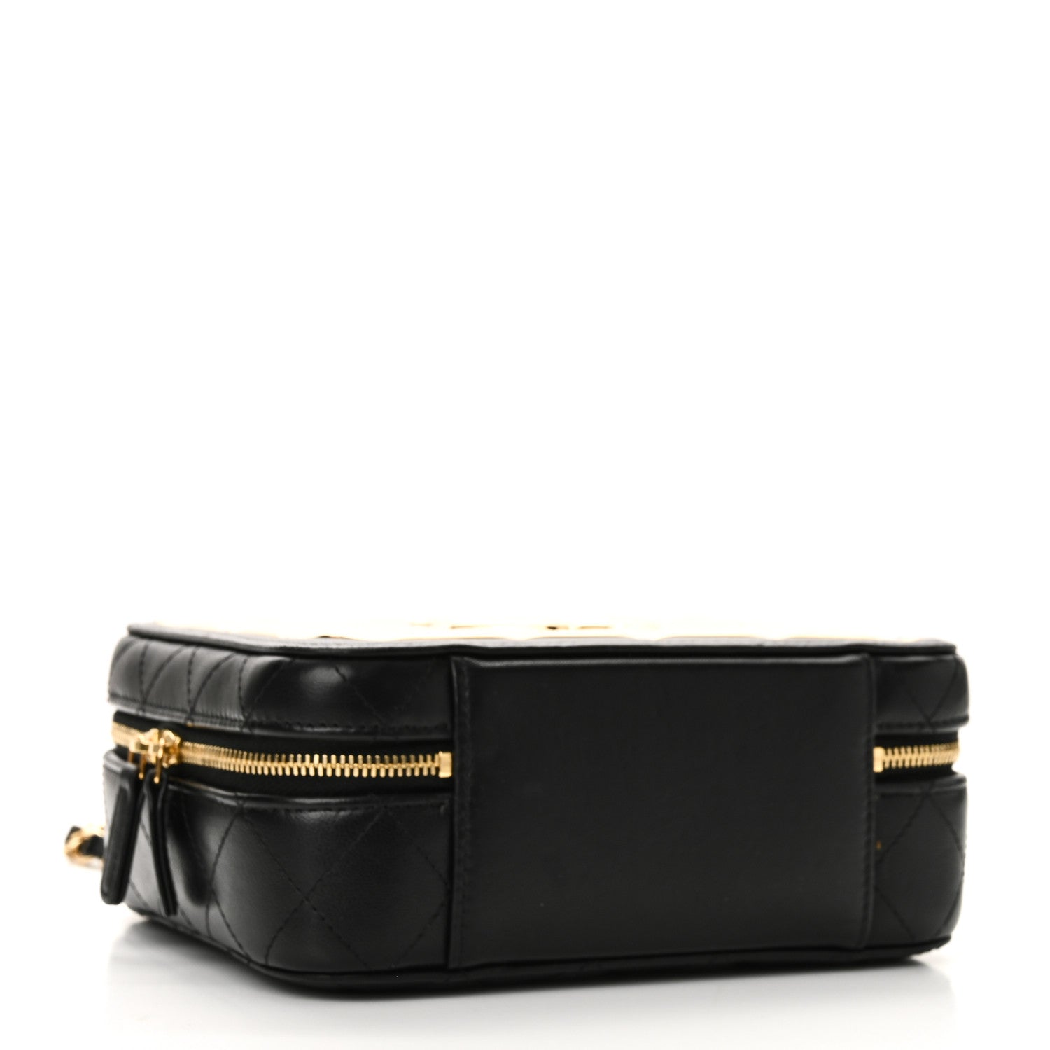 Chanel Lambskin Metal Quilted Golden Plate Vanity Case Black Golden Plate Vanity Case Black Gold 4 of 10