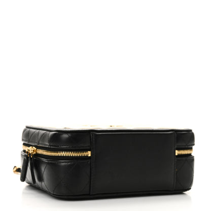 Chanel Lambskin Metal Quilted Golden Plate Vanity Case Black Golden Plate Vanity Case Black Gold 4 of 10