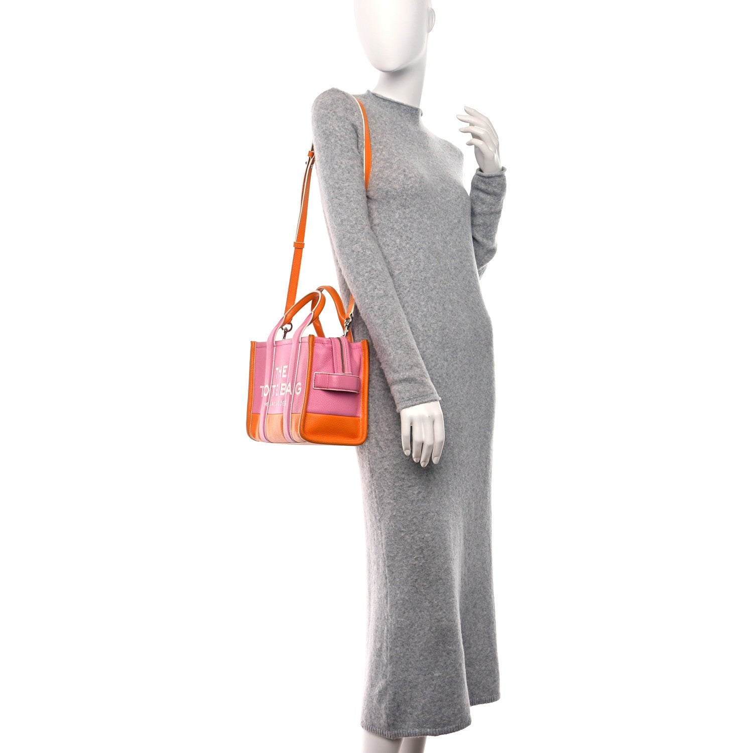 Marc Jacobs Grained Calfskin Small The Tote Bag Pink Orange 2 of 8